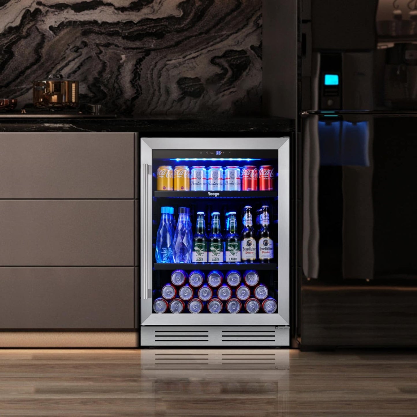 Réfrigérateur à boissons de 61 cm (24 pouces) - Capacité de 140 canettes - Idéal pour sodas et vins