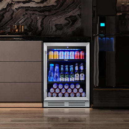Réfrigérateur à boissons de 61 cm (24 pouces) - Capacité de 140 canettes - Idéal pour sodas et vins