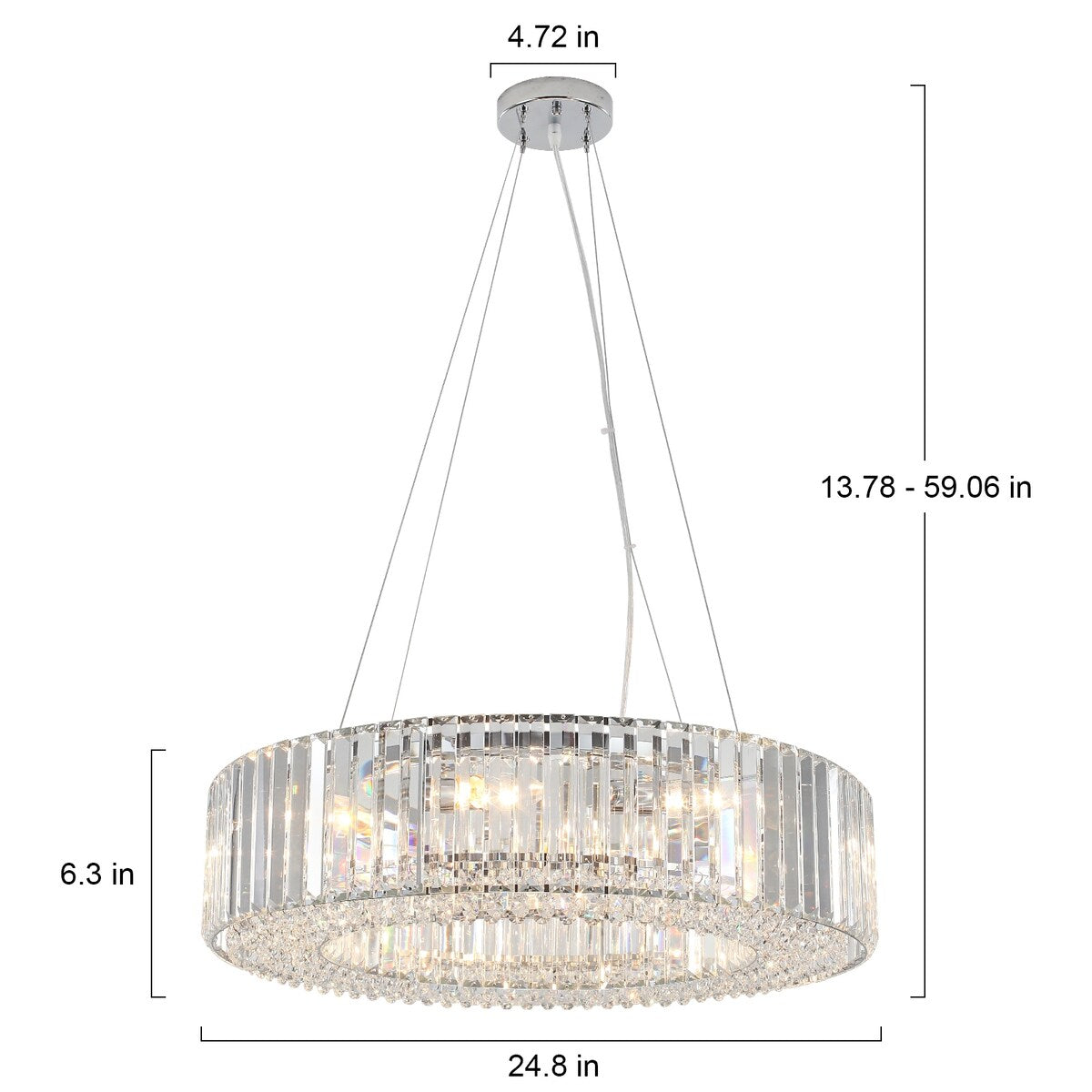 Lustre de style campagnard à 8 lumières de 63 cm (24,8 po), lustre en cristal, lustre tambour pour salle à manger, salon, chambre à coucher et cuisine