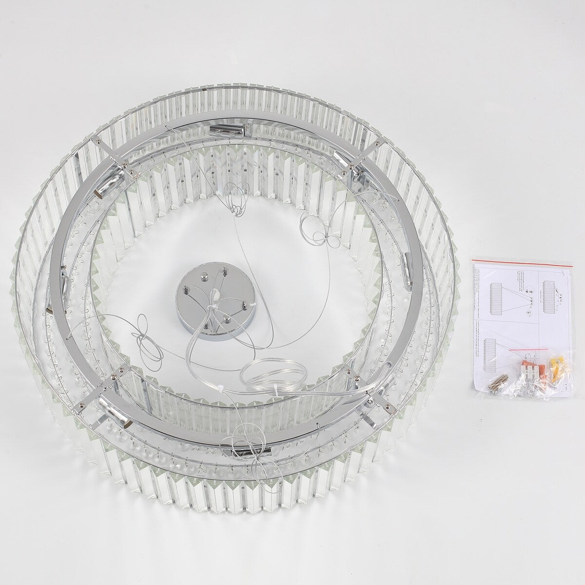 Lustre de style campagnard à 8 lumières de 63 cm (24,8 po), lustre en cristal, lustre tambour pour salle à manger, salon, chambre à coucher et cuisine