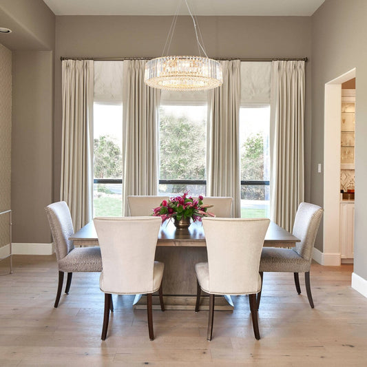 Lustre de style campagnard à 8 lumières de 63 cm (24,8 po), lustre en cristal, lustre tambour pour salle à manger, salon, chambre à coucher et cuisine