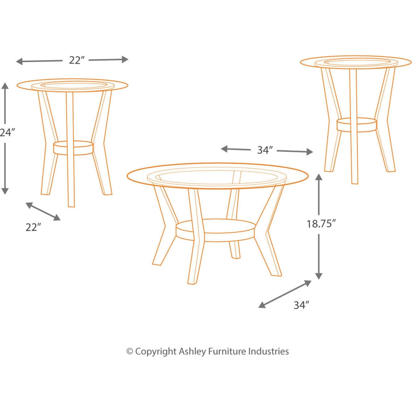 Ensemble de tables d'appoint Fantell (ensemble de 3)