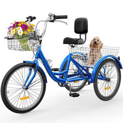 Tricycle adulte 26 pouces, vélo à 3 roues, tricycle à 7 vitesses