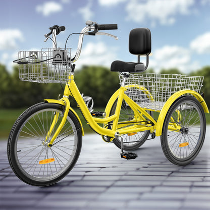 Tricycle adulte 26 pouces, vélo à 3 roues, tricycle à 7 vitesses