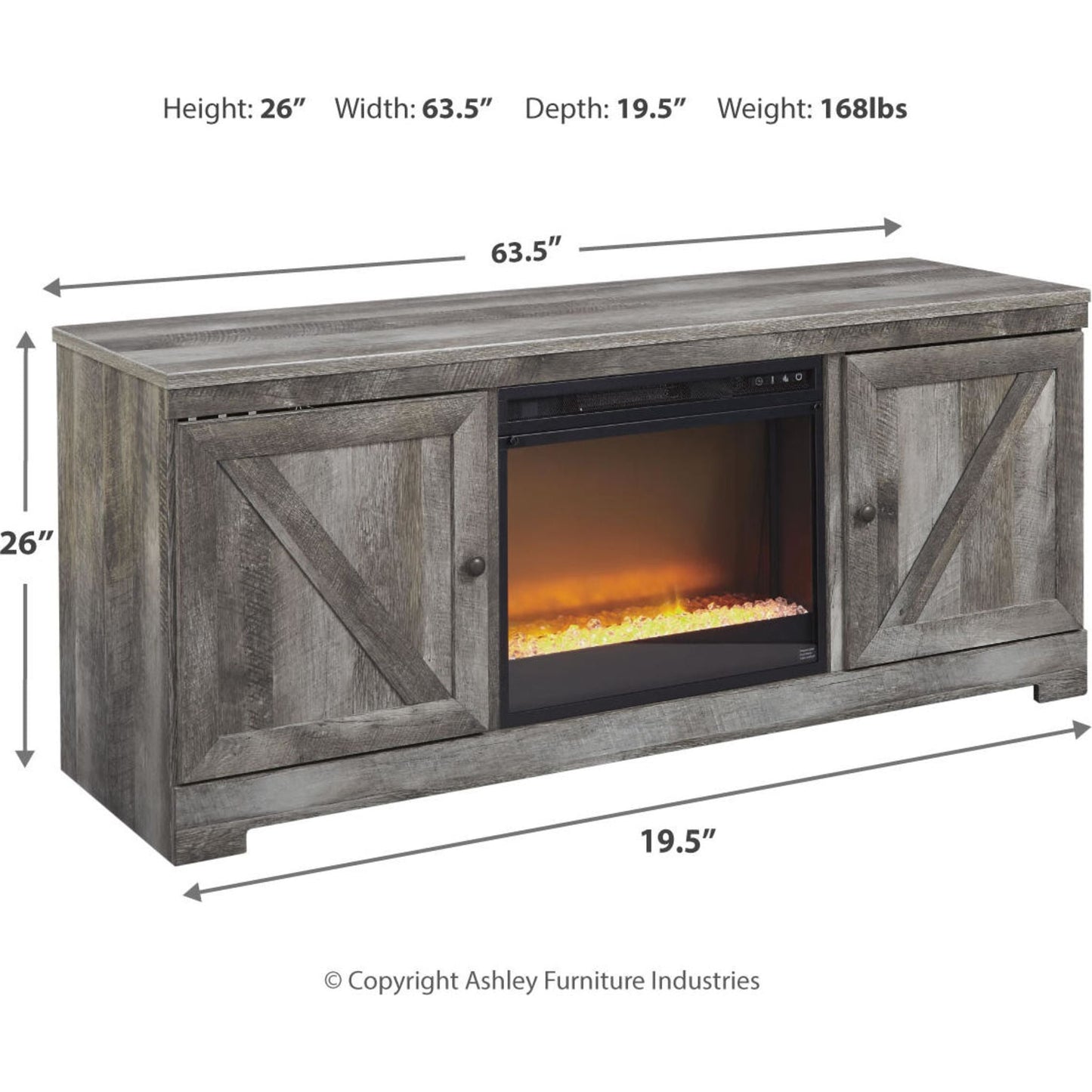 Meuble TV Wynnlow avec cheminée en pierre et verre