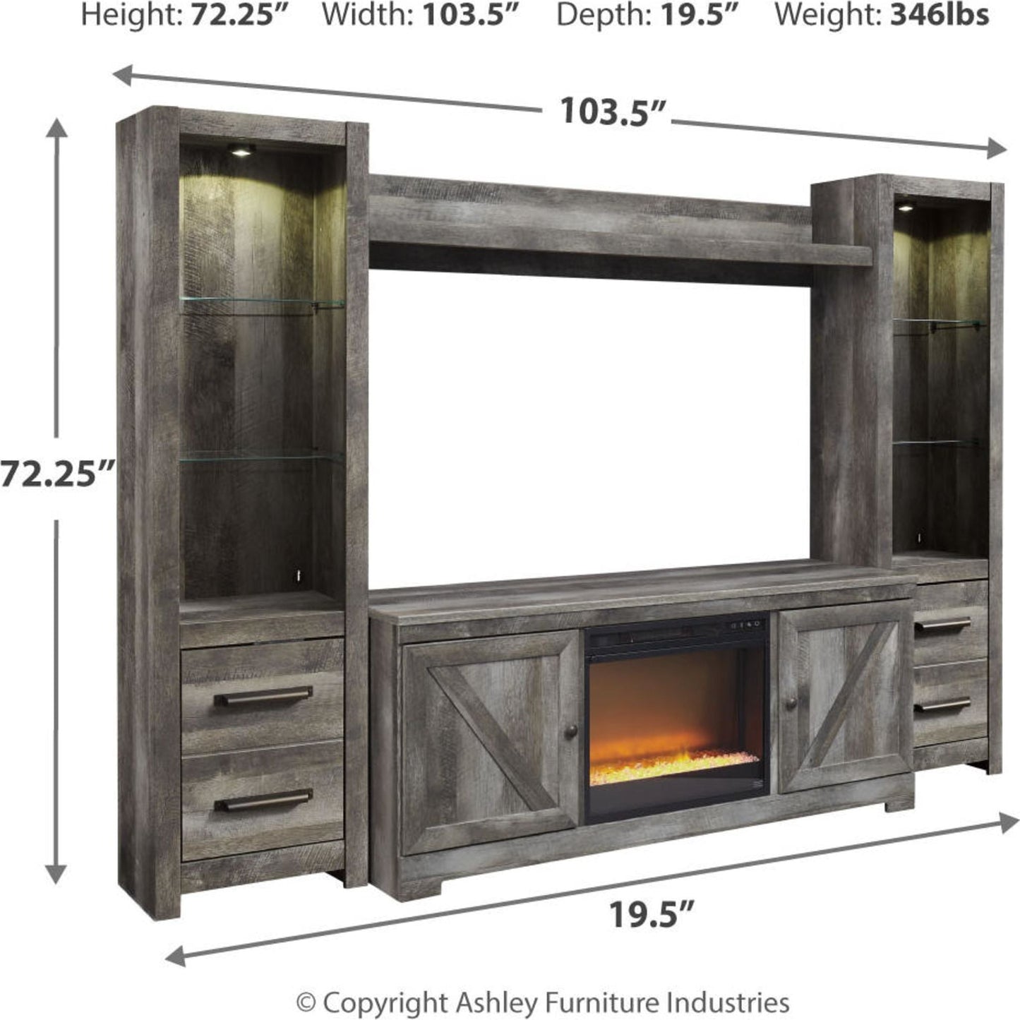 Meuble mural Wynnlow avec insert de cheminée