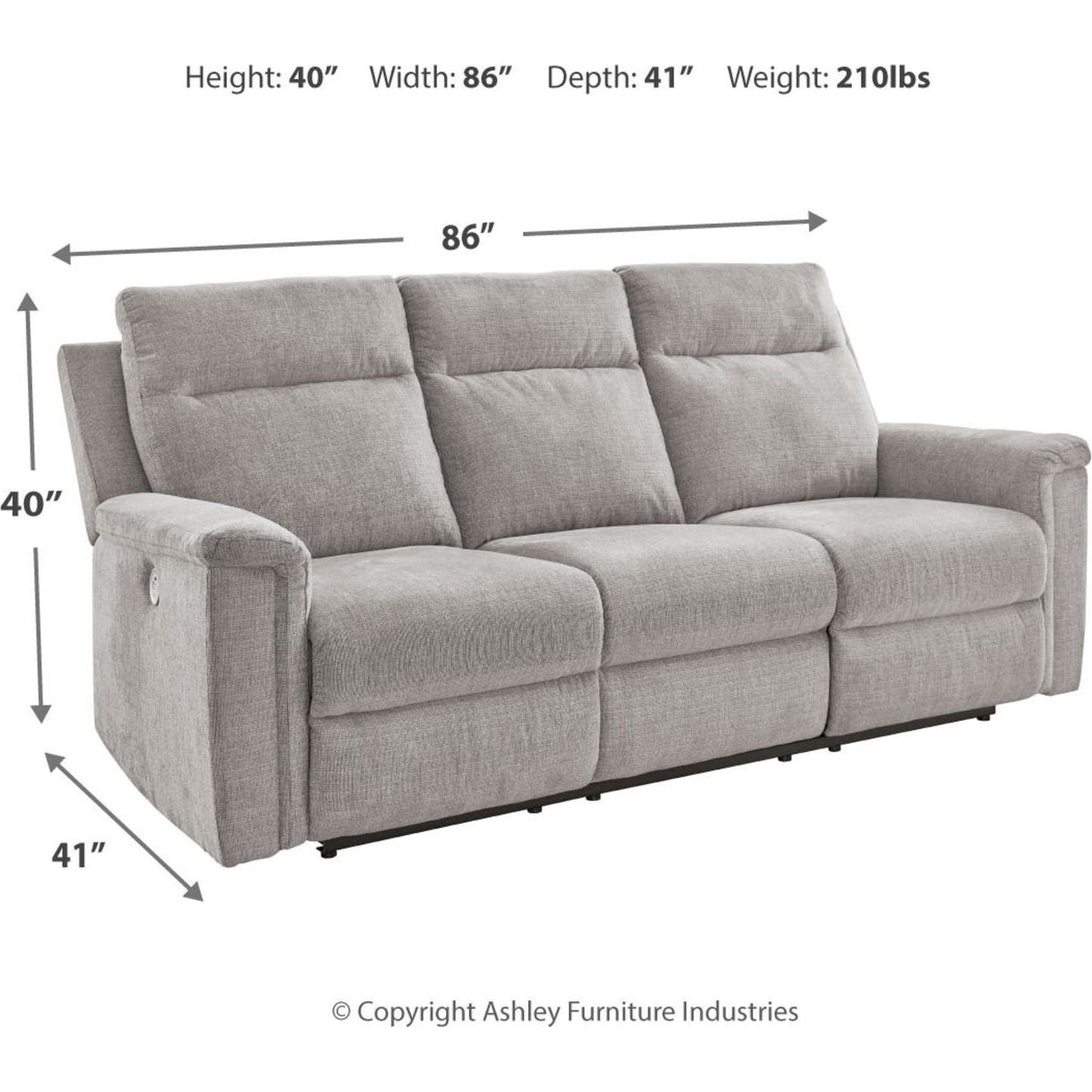 Canapé inclinable Barnsana avec alimentation électrique