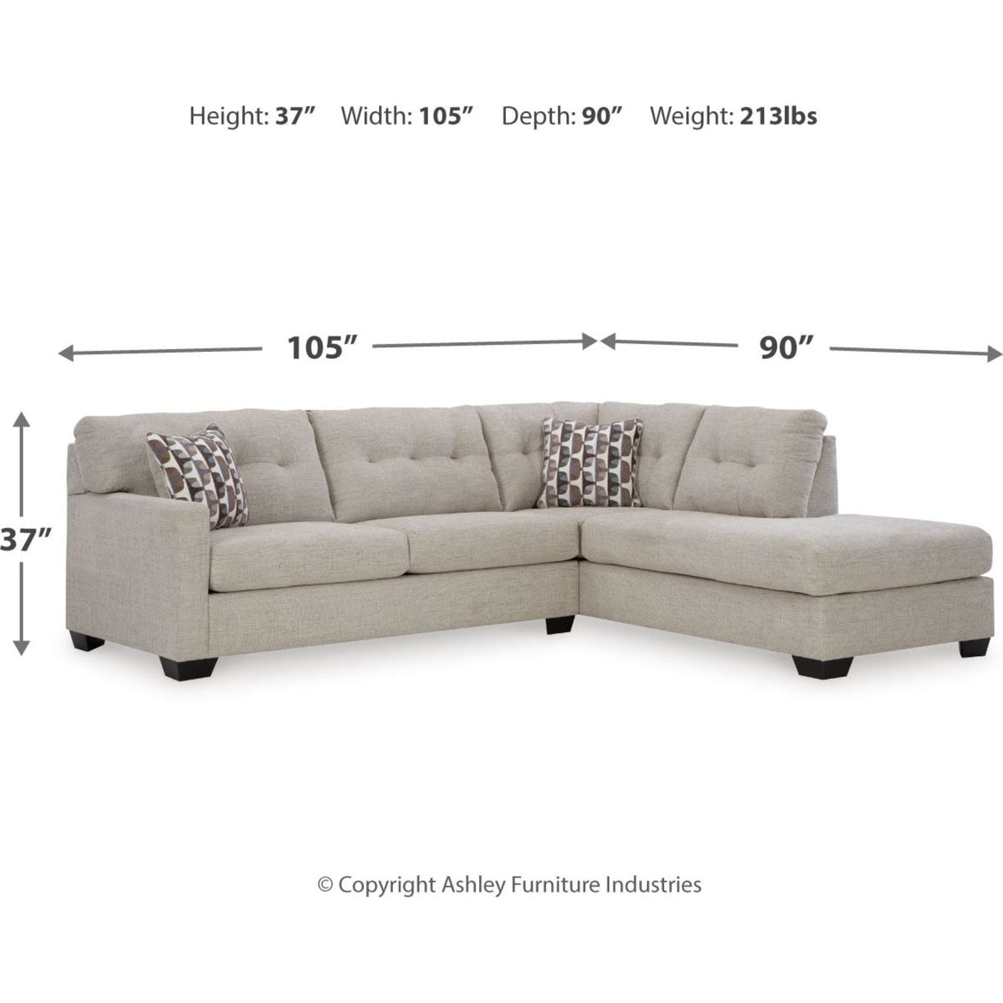 Canapé d'angle Mahoney 2 pièces avec méridienne