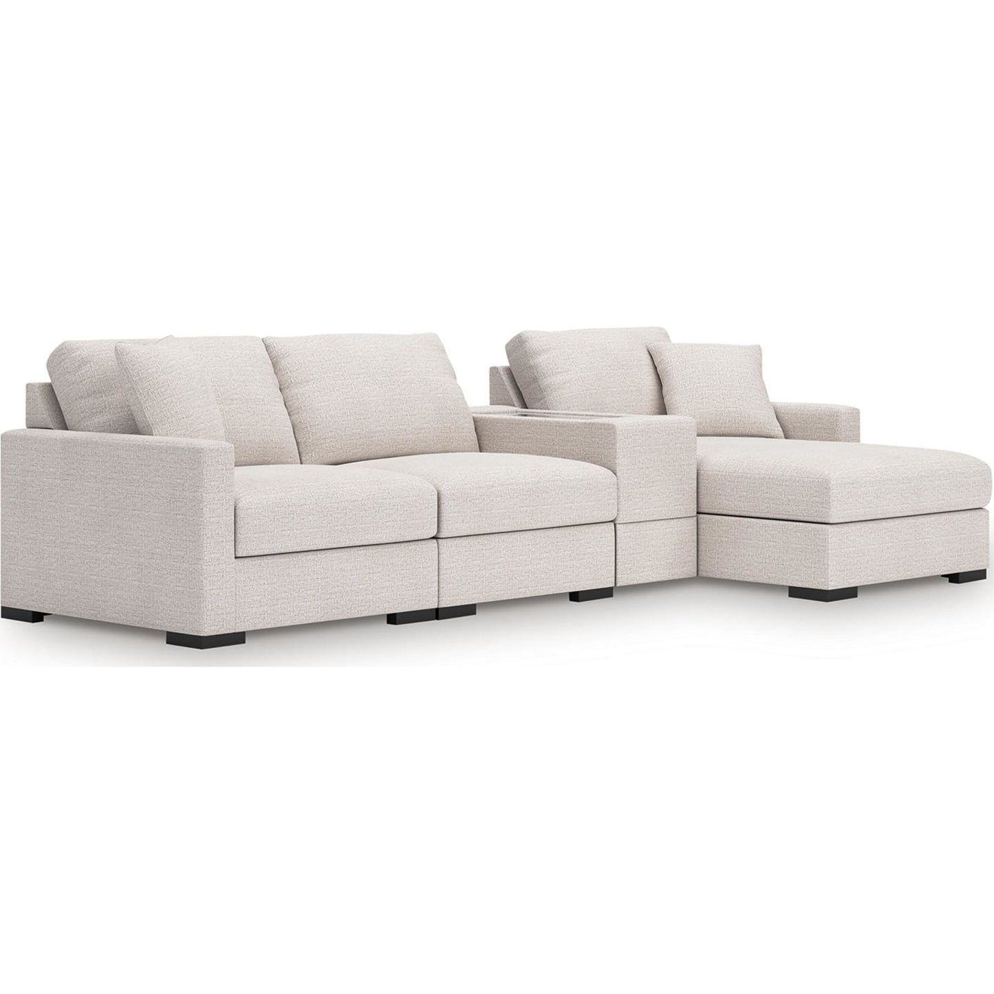 Canapé d'angle modulaire 4 pièces exclusif Omaha avec rangement et méridienne