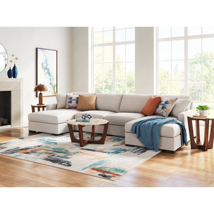 Canapé d'angle modulaire 4 pièces exclusif à Omaha avec double méridienne