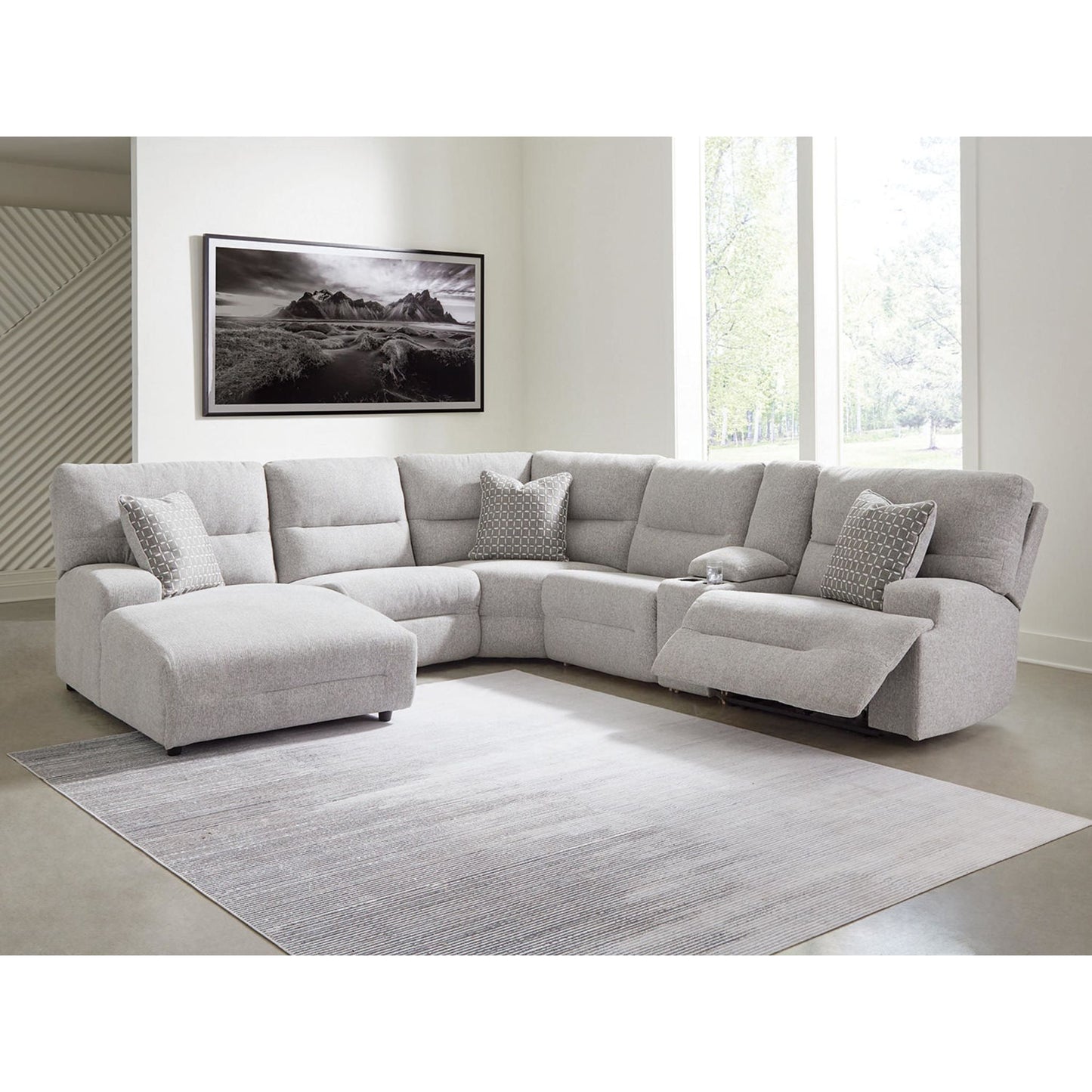 Canapé d'angle inclinable électrique 6 pièces Acklen Place avec méridienne