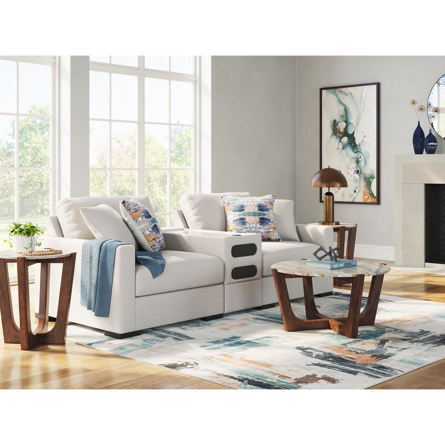 Canapé d'angle modulaire 3 pièces exclusif à Omaha avec système audio