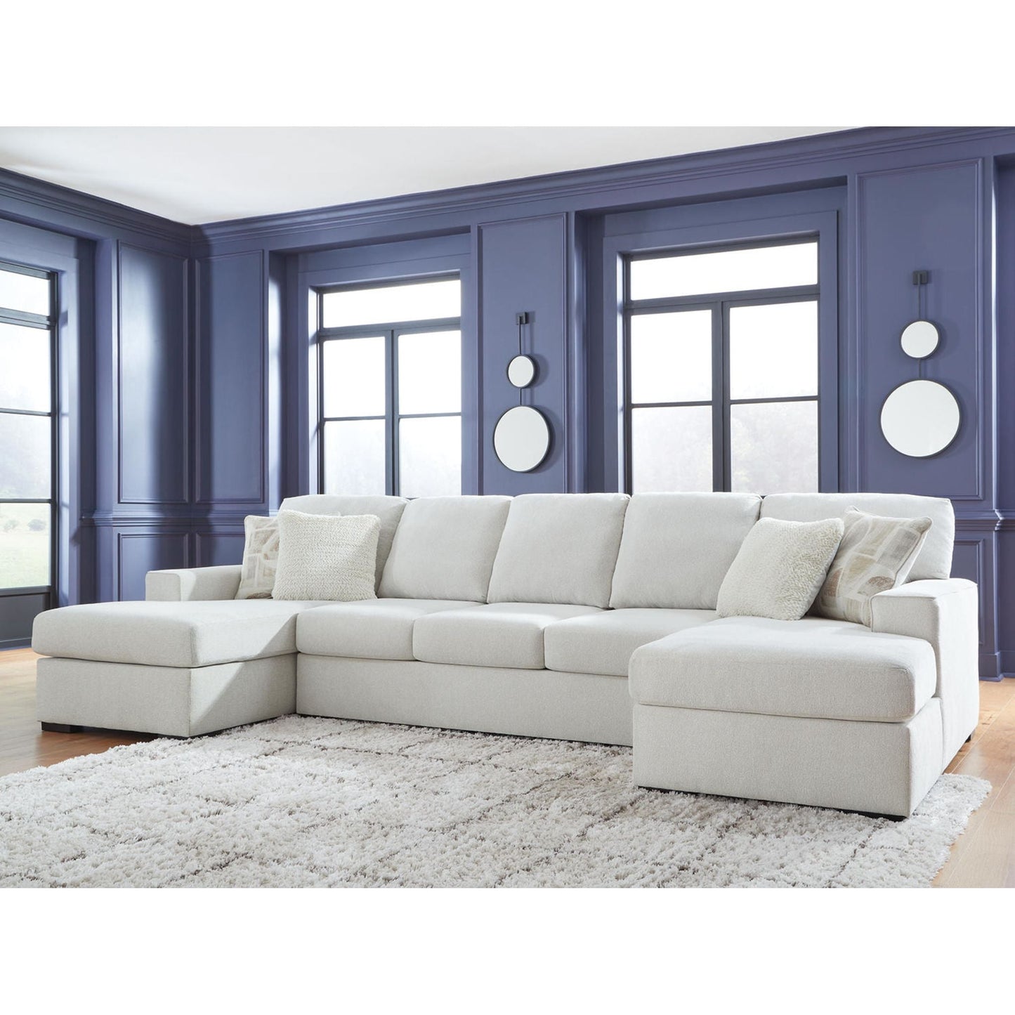 Canapé d'angle 4 pièces exclusif Leighelli avec double méridienne