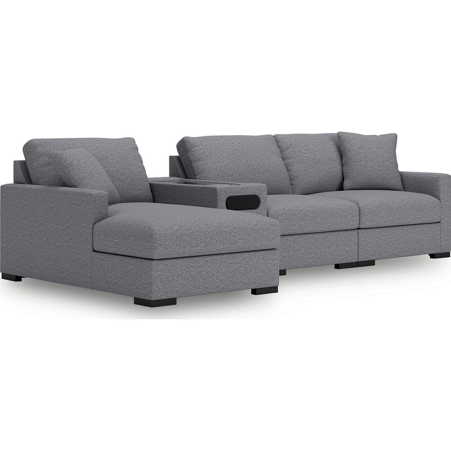 Canapé d'angle modulaire 4 pièces exclusif à Omaha, avec système audio et méridienne