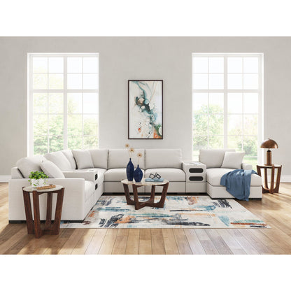 Canapé d'angle modulaire 8 pièces exclusif à Omaha, avec système audio et méridienne