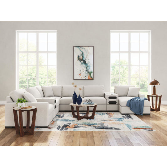 Canapé d'angle modulaire 8 pièces exclusif à Omaha, avec système audio et méridienne