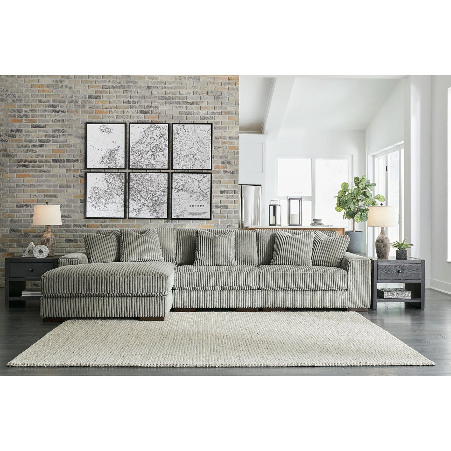 Canapé d'angle Lindyn 3 pièces avec méridienne