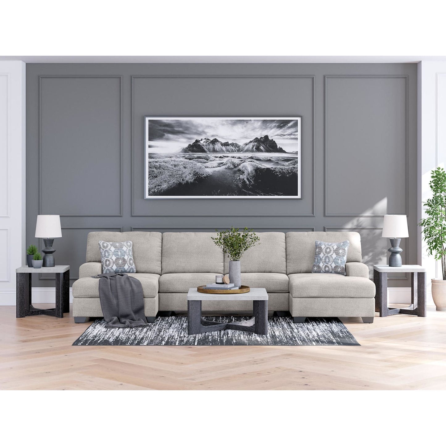 Canapé d'angle 3 pièces exclusif Rodington avec double méridienne