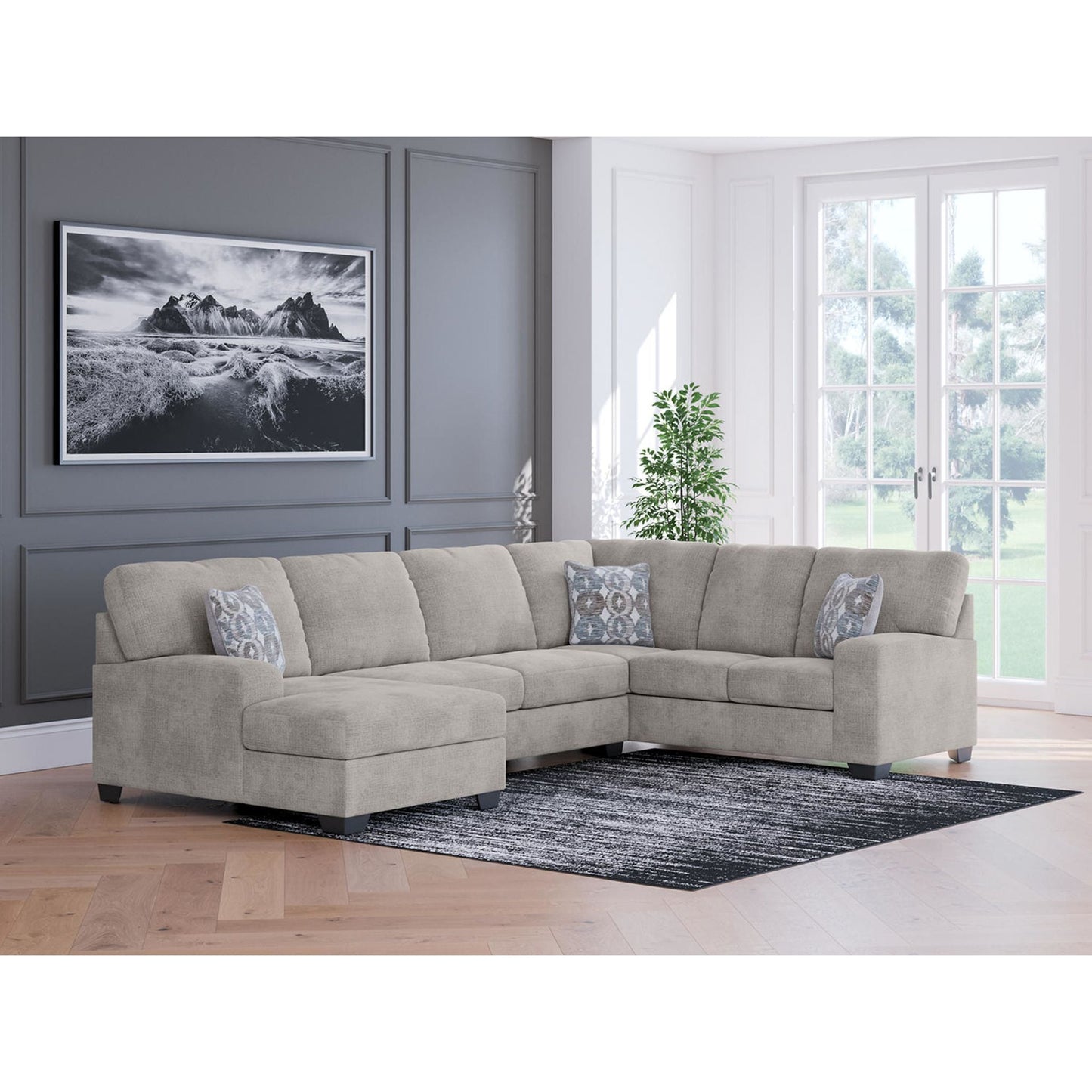 Canapé d'angle 3 pièces exclusif Rodington avec méridienne