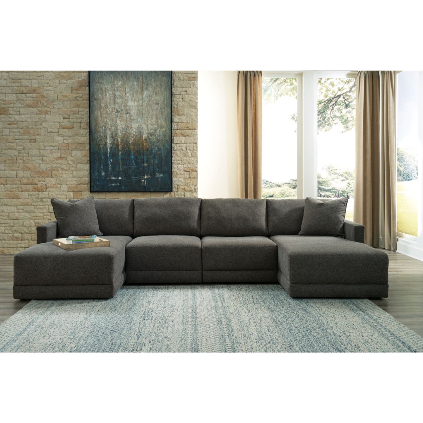 Canapé d'angle modulaire 4 pièces avec méridienne, une exclusivité Evey