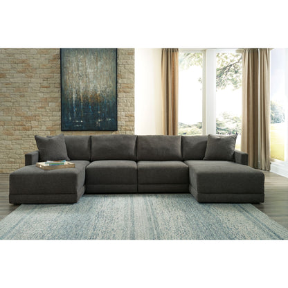 Canapé d'angle modulaire 4 pièces avec méridienne, une exclusivité Evey