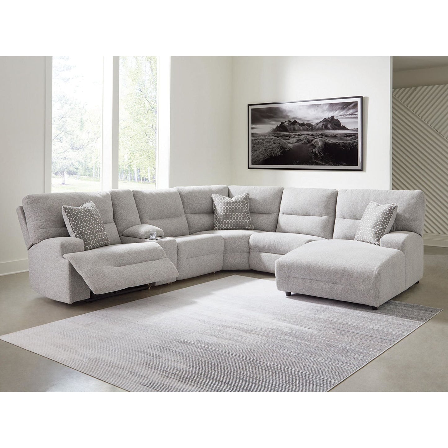 Canapé d'angle inclinable électrique 6 pièces Acklen Place avec méridienne