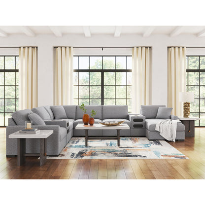 Canapé d'angle modulaire 8 pièces exclusif à Omaha, avec système audio et méridienne