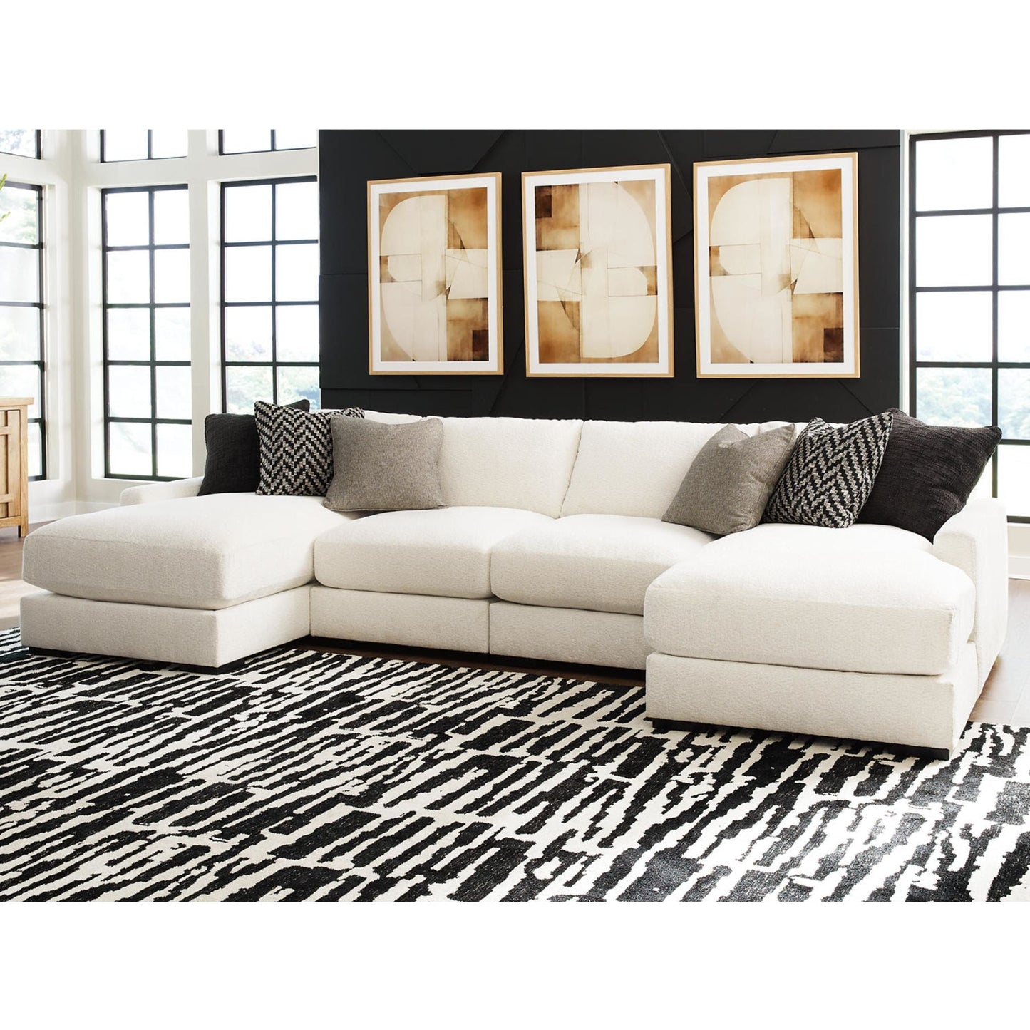 Canapé d'angle modulaire 4 pièces Elissa Court exclusif avec méridienne