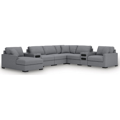 Canapé d'angle modulaire 8 pièces exclusif à Omaha, avec système audio et méridienne