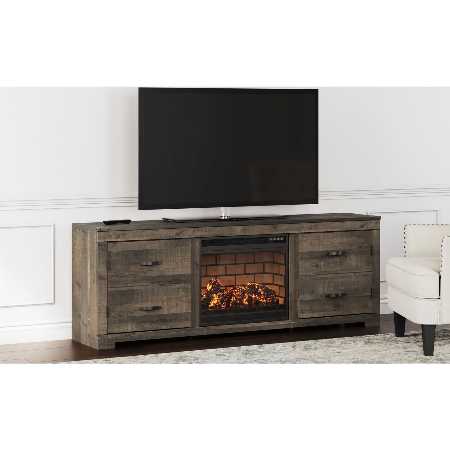 Meuble TV Trinell avec cheminée