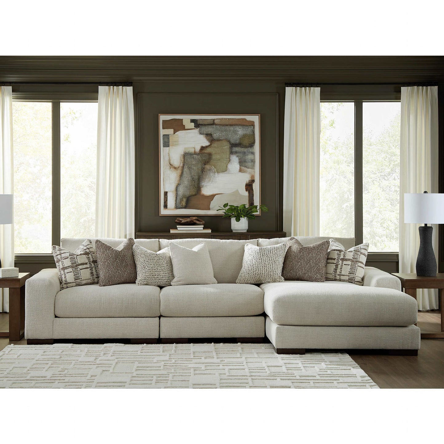 Canapé d'angle 3 pièces exclusif Barrelton avec méridienne