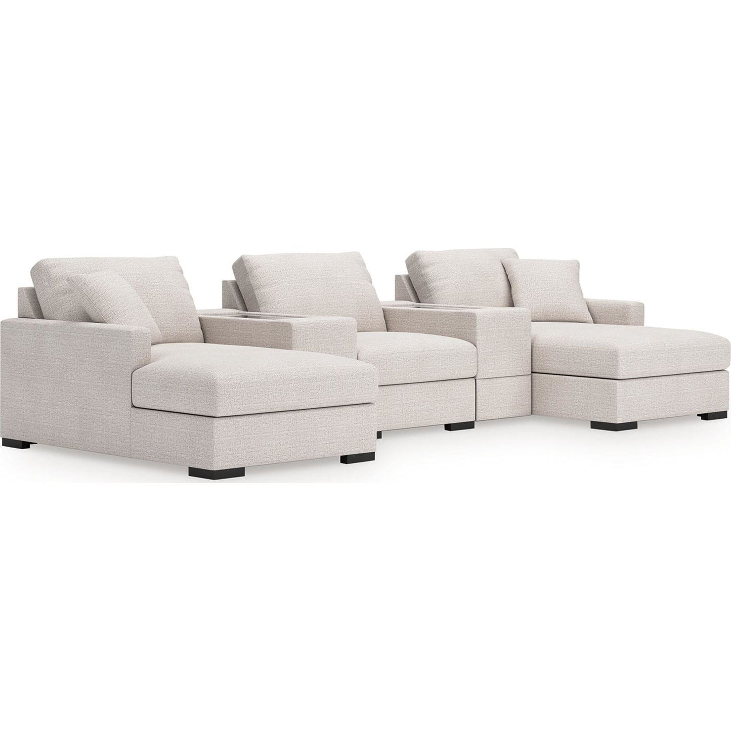 Canapé d'angle modulaire 5 pièces exclusif à Omaha avec double méridienne et double rangement