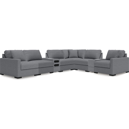 Canapé d'angle modulaire 8 pièces exclusif à Omaha, avec système audio et rangement