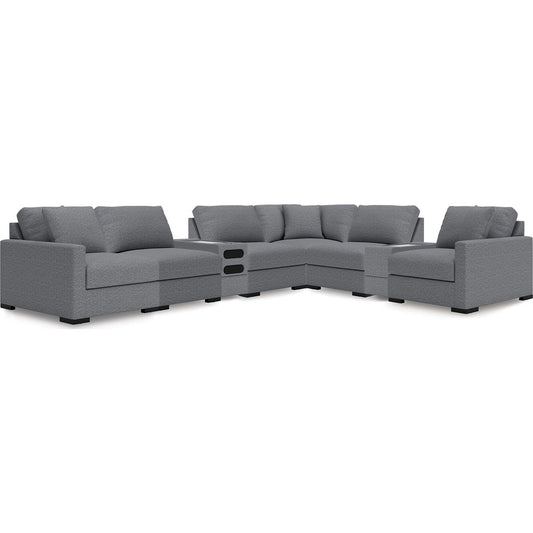 Canapé d'angle modulaire 8 pièces exclusif à Omaha, avec système audio et rangement