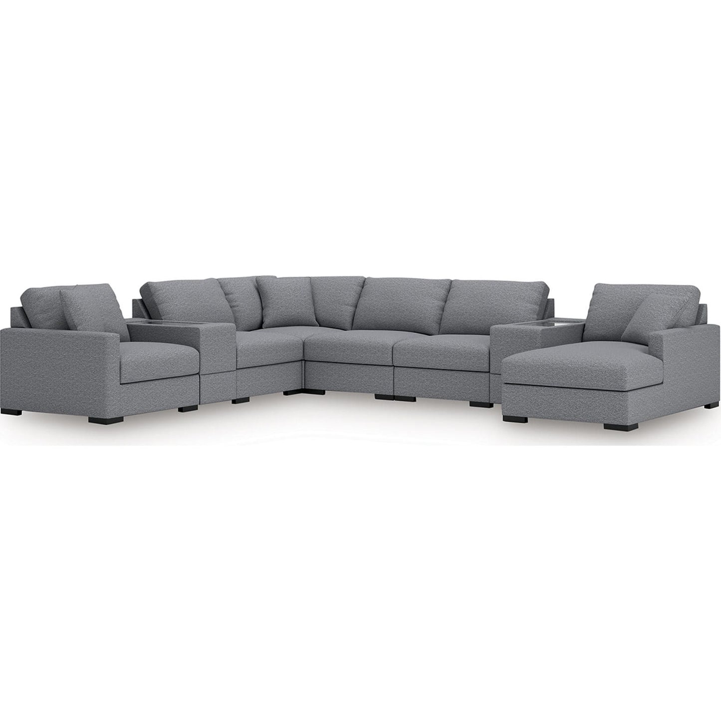 Canapé d'angle modulaire 8 pièces exclusif à Omaha avec méridienne et rangement