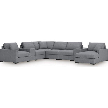 Canapé d'angle modulaire 8 pièces exclusif à Omaha avec méridienne et rangement