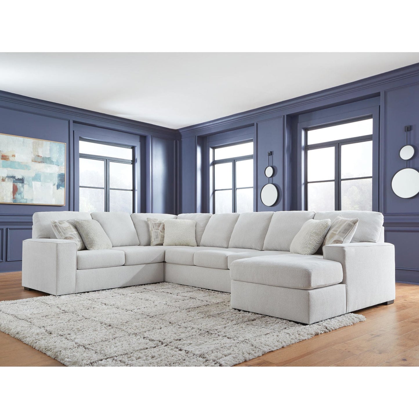 Canapé d'angle 4 pièces exclusif Leighelli avec méridienne