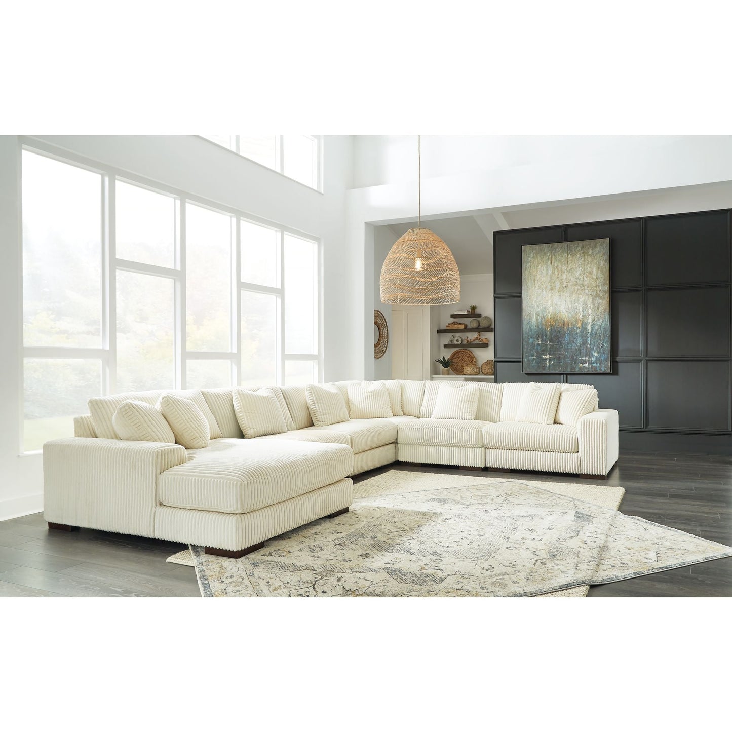 Canapé d'angle Lindyn 6 pièces avec méridienne