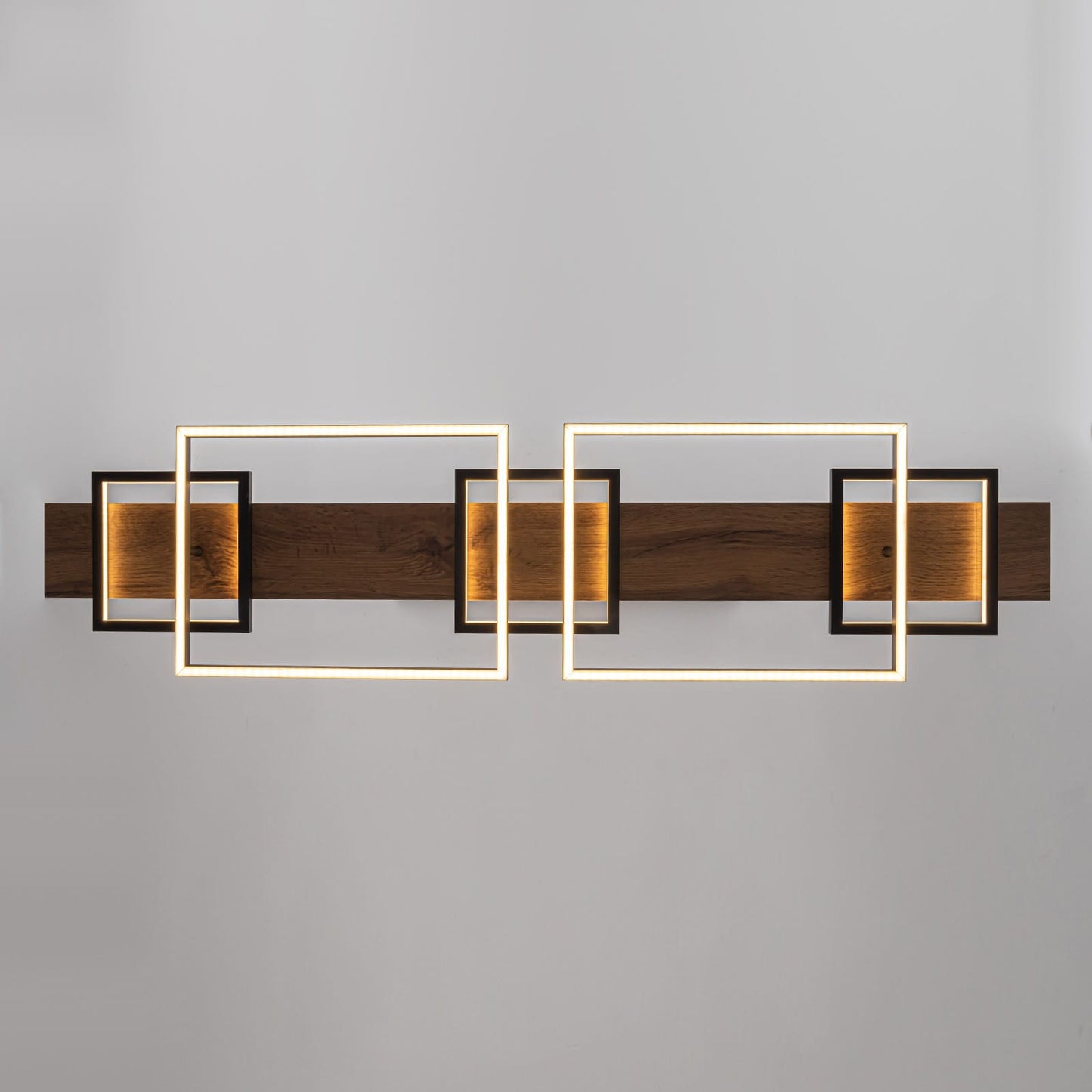Lustre linéaire en bois à 3 ou 5 lumières LED intégrées, suspension pour îlot de cuisine