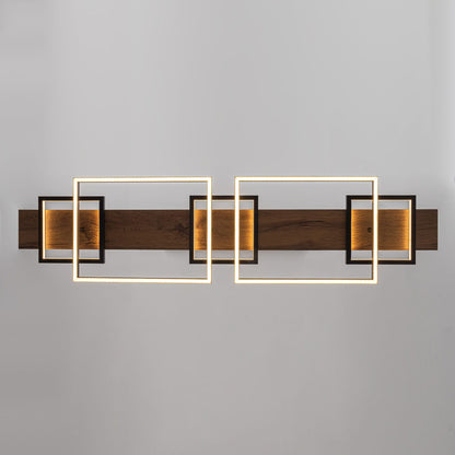 Lustre linéaire en bois à 3 ou 5 lumières LED intégrées, suspension pour îlot de cuisine