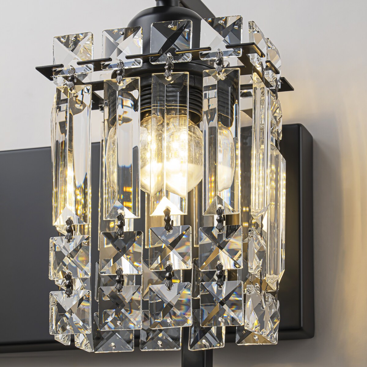 Applique murale moderne et glamour à 3 lumières pour salle de bain, avec miroir en cristal