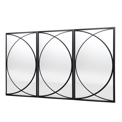 Ensemble de 3 miroirs muraux rectangulaires en métal noir - 31,9 cm (H) x 15,75 cm (L) x 0,75 cm (P)