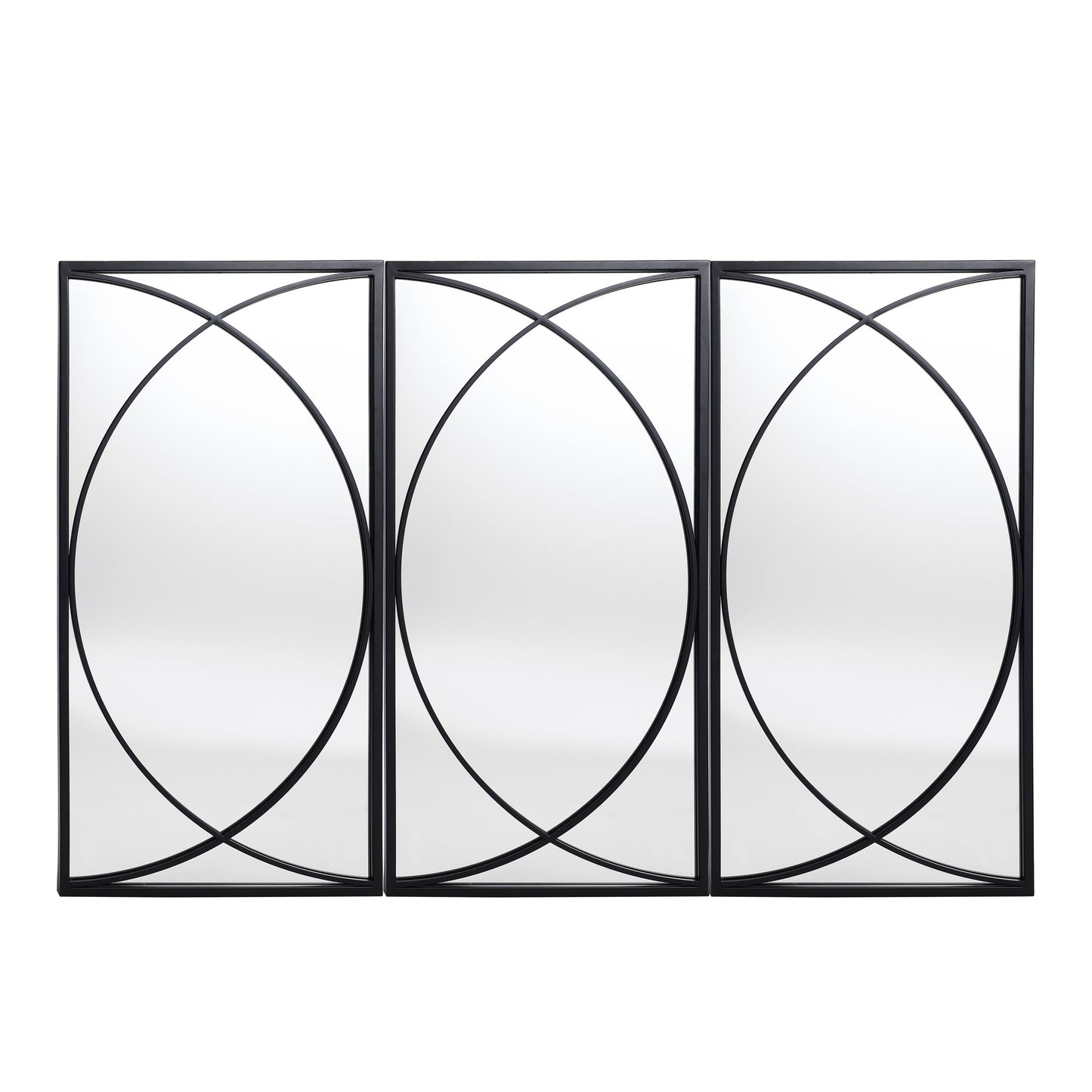 Ensemble de 3 miroirs muraux rectangulaires en métal noir - 31,9 cm (H) x 15,75 cm (L) x 0,75 cm (P)