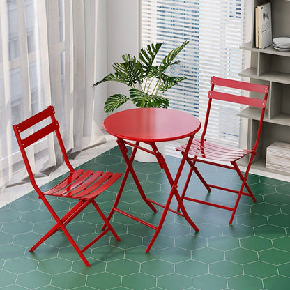Ensemble bistro minimaliste 3 pièces pour patio : table ronde pliable et chaises