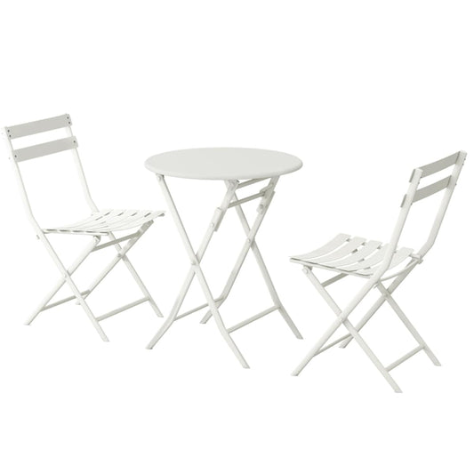 Ensemble bistro de patio 3 pièces comprenant une table ronde pliable et des chaises