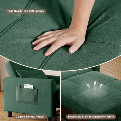 Canapé-lit convertible 3 en 1, avec fauteuil gigogne et lit pliant, idéal pour le salon.