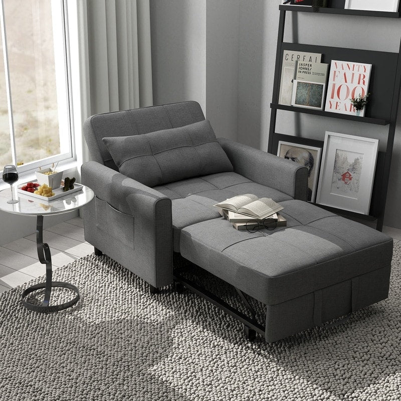 Canapé-lit convertible 3 en 1, avec fauteuil gigogne et lit pliant, idéal pour le salon.