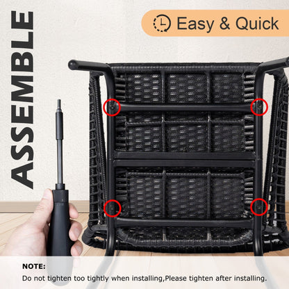 Ensemble bistro de conversation en résine tressée 3 pièces pour extérieur, ensemble de chaises de patio en rotin résistant aux intempéries avec coussins