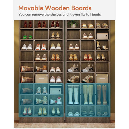 Armoire à chaussures haute pour 30 paires, étagère à chaussures en bois blanc à 10 niveaux pour placard ou entrée - 10 niveaux