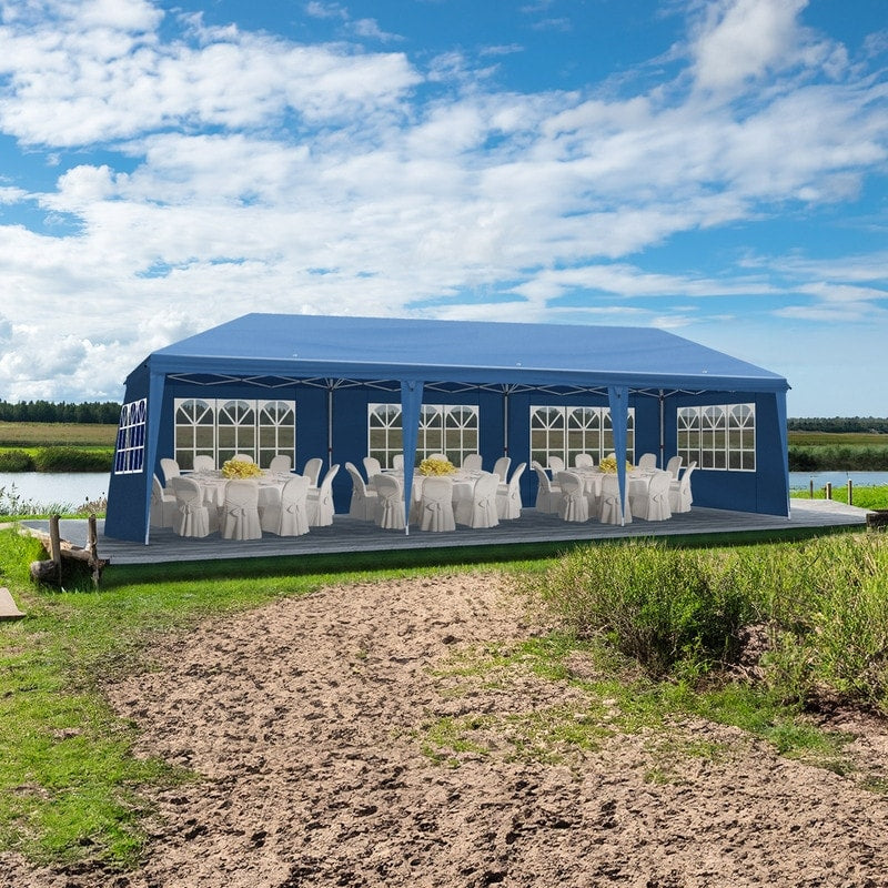 Gazebo pliable en toile Oxford 30x10FT avec 8 sacs de sable et 8 parois latérales avec sac de rangement pour remorqueur - 30x10x8.8FT(LDH)